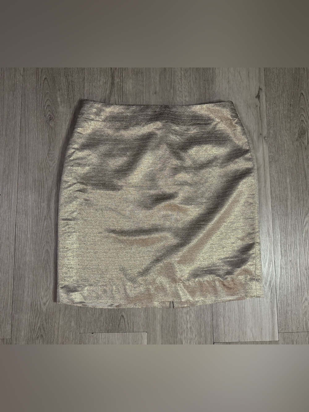 Ann Taylor Loft Metallic Gold Shimmery Pencil Mini Skirt Size 4